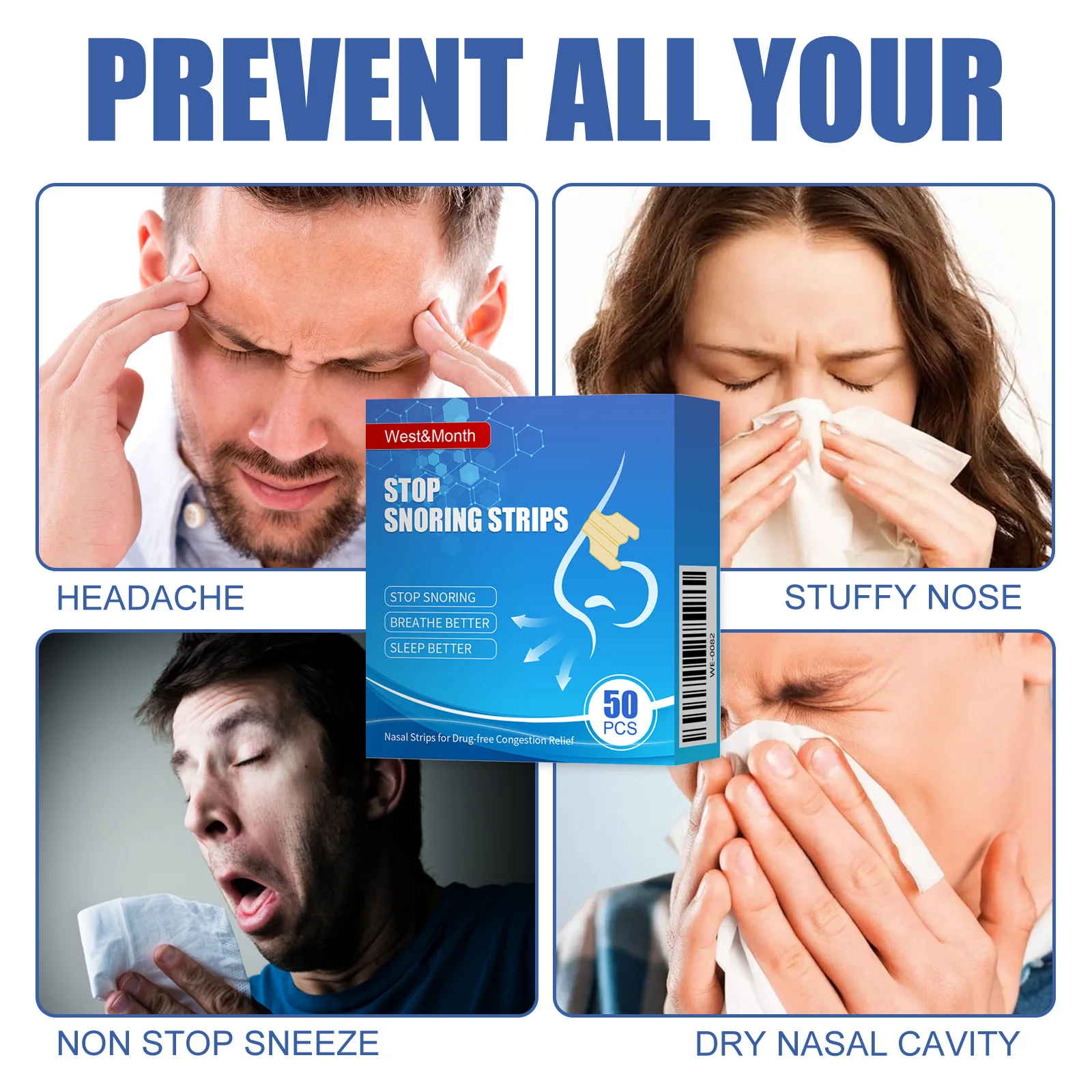 Sleep Aid Nasal Strips - Natural Ingredients - Solve Snoring Problems - Restore Your Peaceful Nights