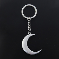 Fashion Keychain 44x33mm Big Moon Bronze Silver Color Pendants DIY Men Jewelry Car Key Chain Ring Holder Souvenir For Gift