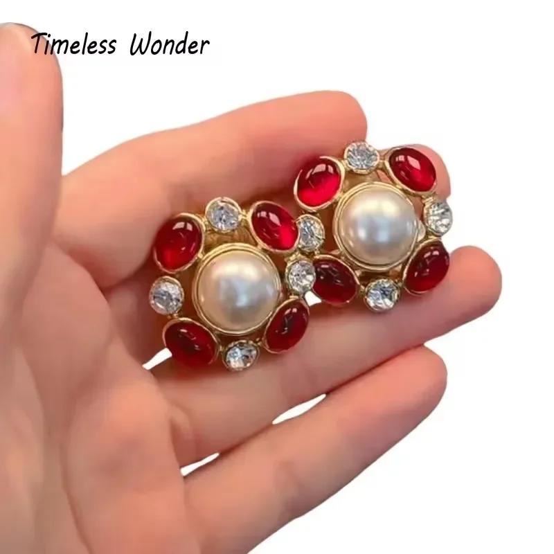 Timeless Wonder Fancy Geo Glass Floral Clip on Earrings for Women Designer Jewelry Gift Brincos Trendy Top Mix Rare Sweet 3288