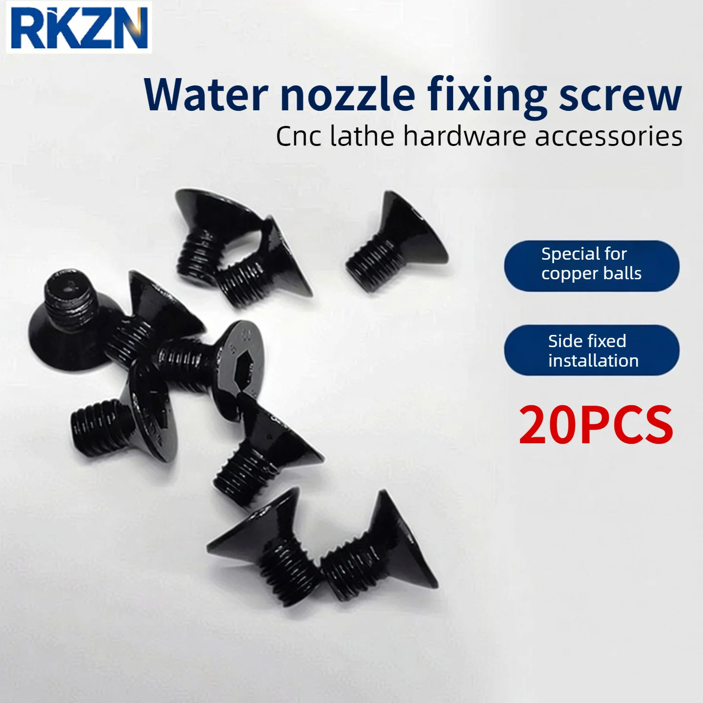 20pcs CNC Turret Water Spray Nozzle Accessories, 10.9 Grade, M6 Side Fixing Screw, M5 Tool Holder Nozzle Brass Ball Spray Head