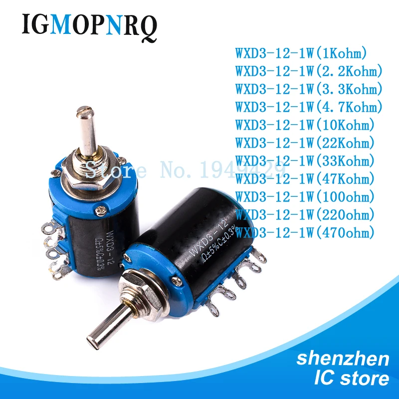 

1pcs WXD3-12-1W 100 220 470 1K 2K2 3K3 4K7 10K 22K 33K 47K Ohm 100R 220R 470R 2.2K 3.3K 4.7K WXD3-12 1W Wirewound Potentiometer