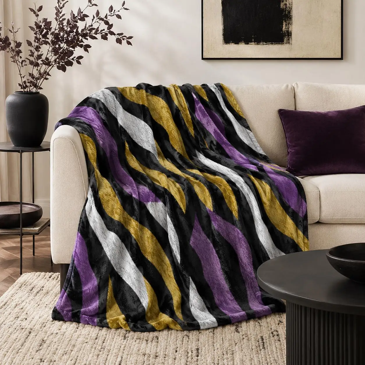 Abstract Zebra Stripe Throw Blanket Cozy Decorative Sofa Bedding for Living Room Home Decor