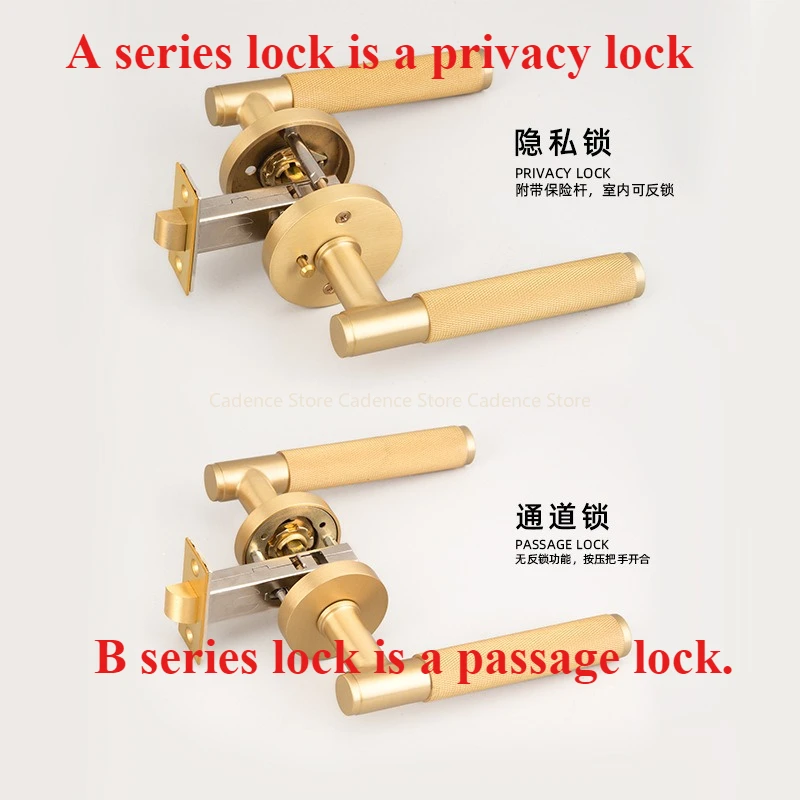 Brass Door Lock Set Modern Replaceable Leather Interior Bedroom Bathroom Double Dummy Privacy Passage Lever