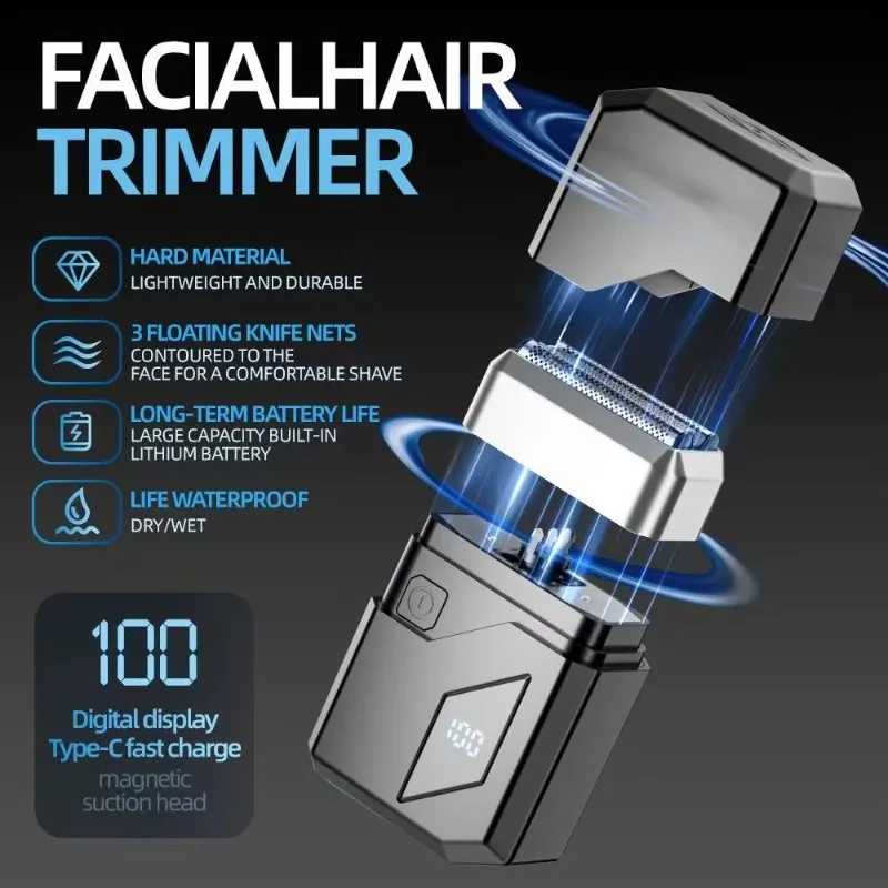 

Smart Digital Display Reciprocating Electric Shaver Mini Portable Rechargeable Beard Trimmer for Men Traveling
