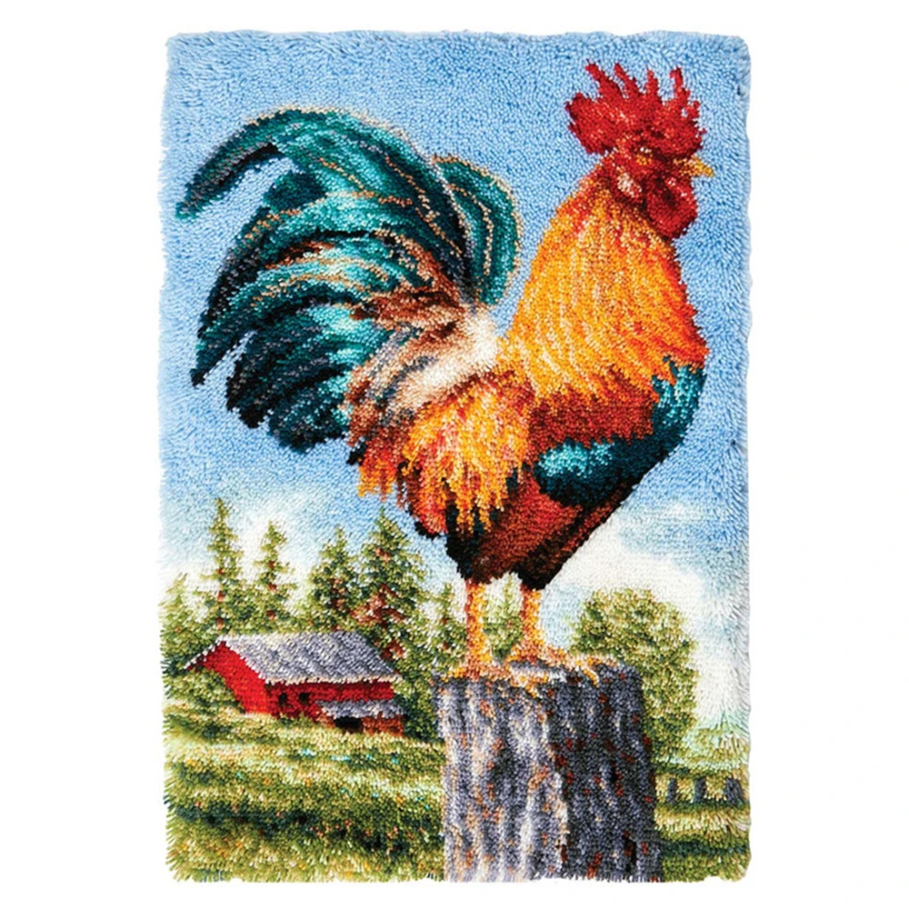 latch hook rug kits Rooster with printed canvas crochet latch kit printed carpet diy craft supplies diy bag making kit diy bags