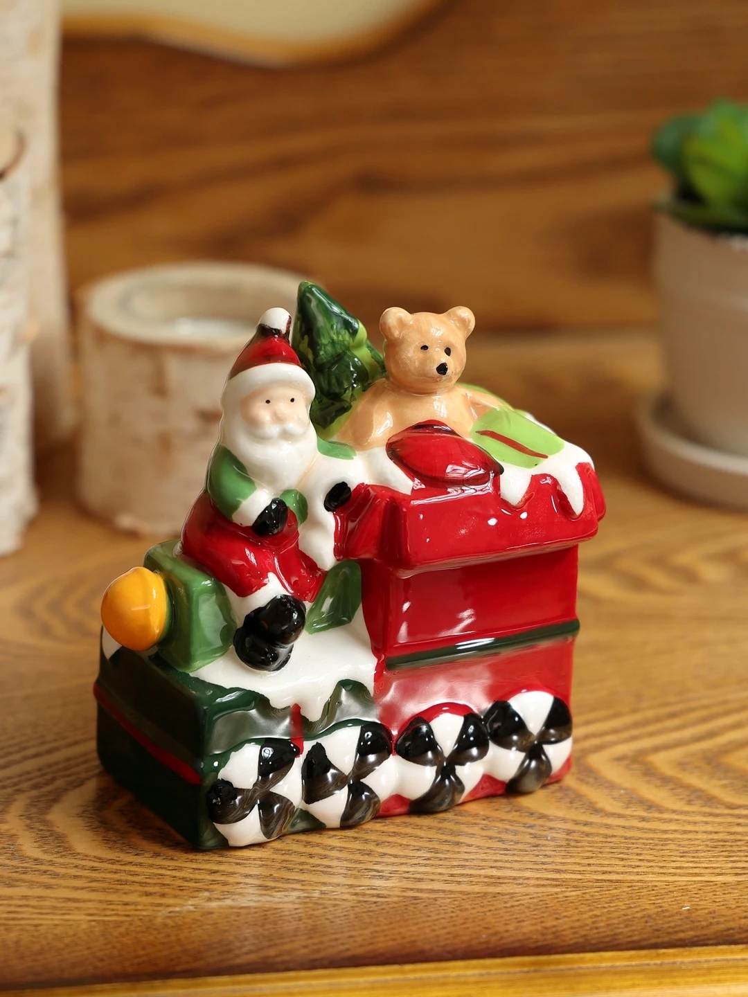 

Creative Ceramic Cartoon Bear Santa Claus Train Home Living Room Bar Cabinet Decorations Gifts Display Pieces American Style ...