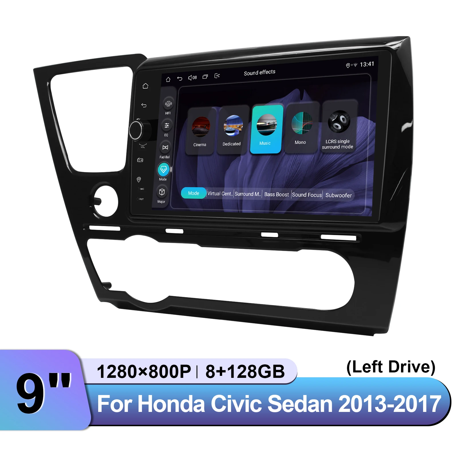 JOYING 9 "أندرويد 13.0 راديو السيارة ستيريو لهوندا سيفيك سيدان 2013-2017 دعم مصنع الصوت/الرياح الاحتفاظ كاميرا النقطة العمياء #1