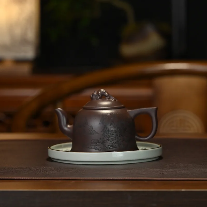 High-End Handmade Clay Teapot Original Ore Yixing Purple Clay Engraved With 