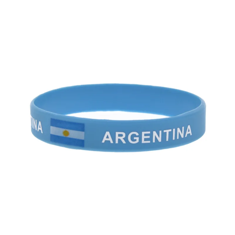 50 Stück bedruckte Armbänder mit Flaggenlogo aus Silikon, 9 verschiedene Designs, wasserdicht, Sportarmband mit Länderflaggenmotiv. – Detail 5