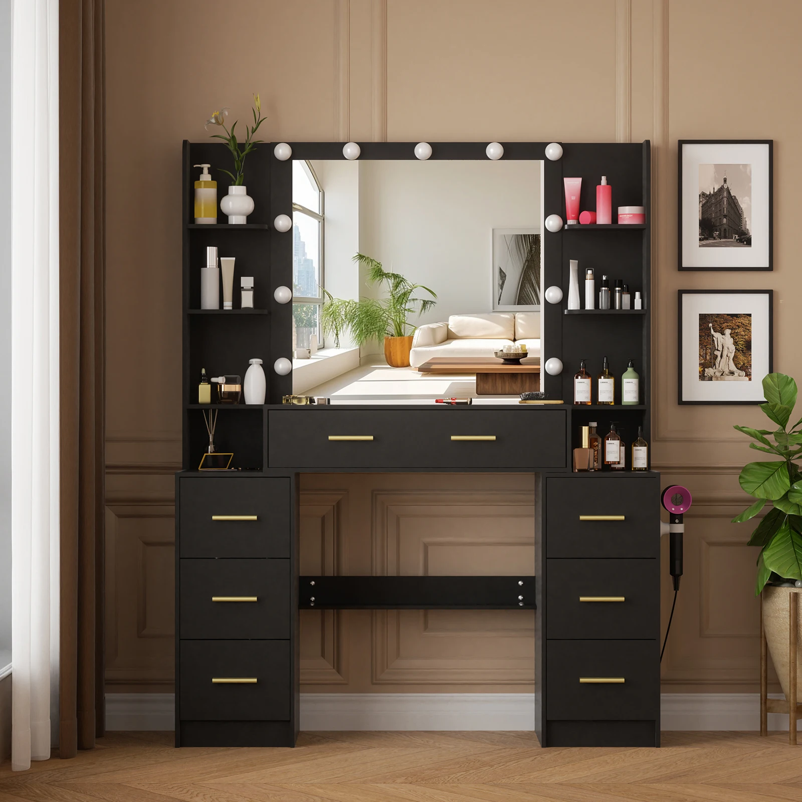 Ensemble de coiffeuse noire av - Office Furniture Credenza avis et prix