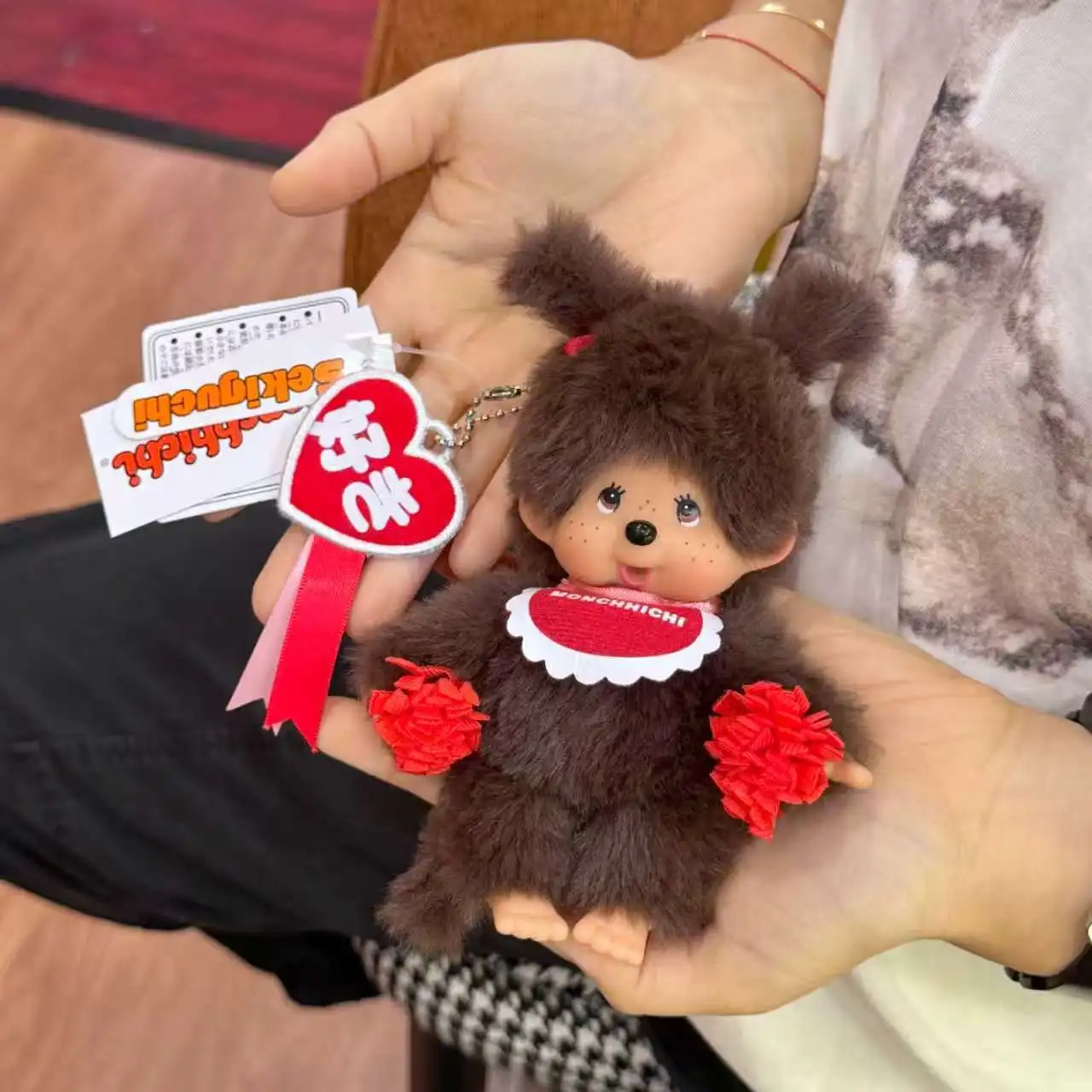 

New Monchhichi Cheerleading Plush Doll Keychain Cartoon Bag Pendant Super Cute Dolls Surprise Gift Desktop Ornament Cool Toys