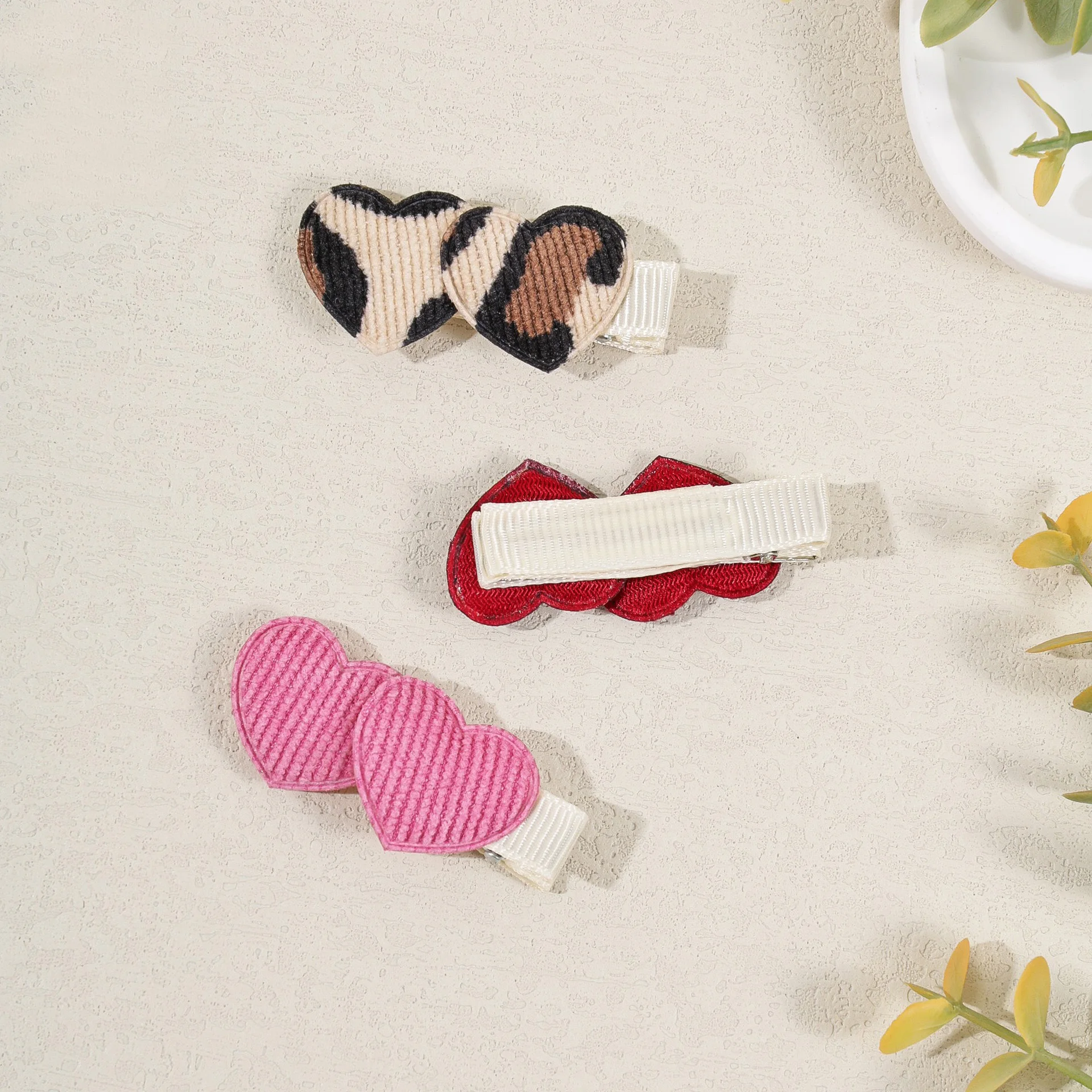 80 قطعة/الوحدة، مشابك شعر من نسيج سروال قصير على شكل قلب لطيف لإكسسوارات شعر الفتيات الصغيرات #2