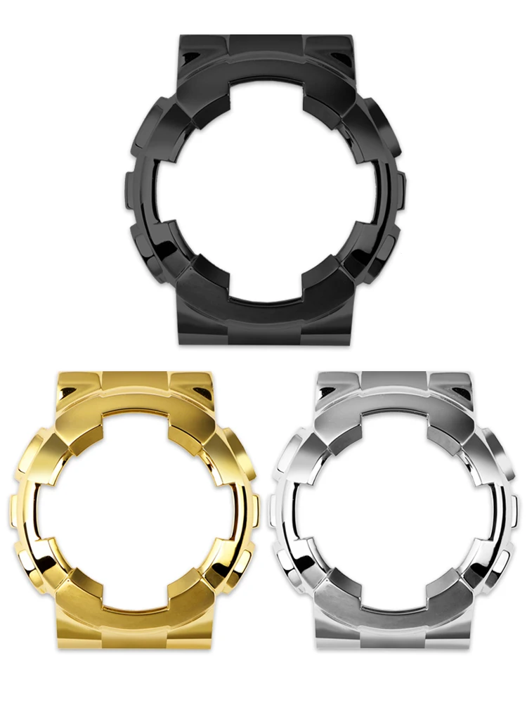 Alta qualidade para casio G-SHOCK GA-110GB/GA-100/GA-120 kit de conversão de metal completo – conjunto de aço inoxidável estilo guerreiro preto 16mm