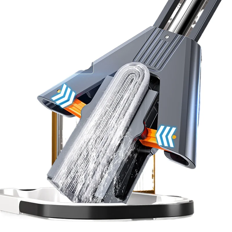 2025 New Sponge Mop for Home Use Heavy Duty Microfiber Flat Mop for Hardwood Tile Floors Foldable Self Wringing Mop for Easy