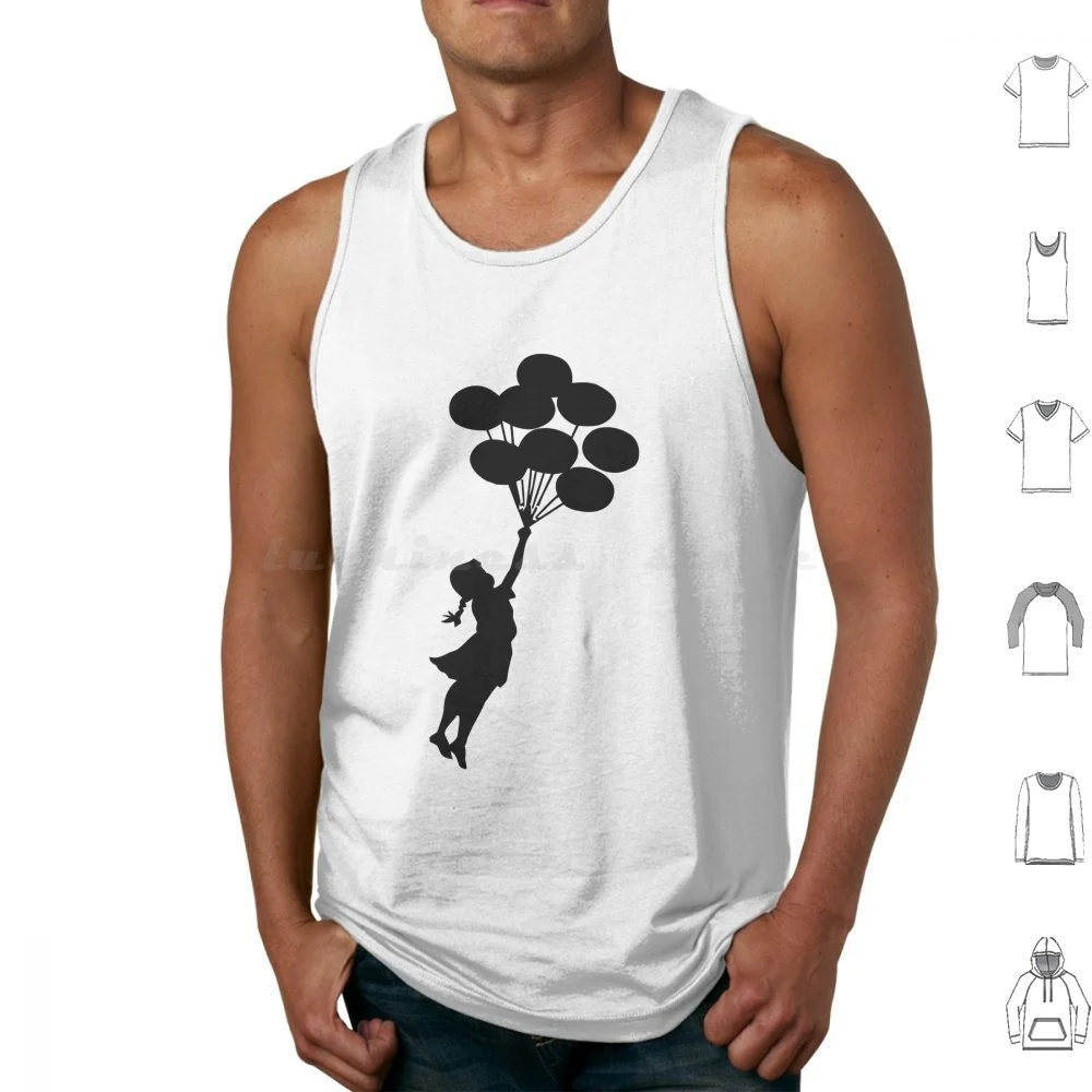 Banksy Balloon Girl Tank Tops Vest Sleeveless Grafitti Distressed Spray Funny Graphic Graffiti Tumblr Stencil Aesthetic