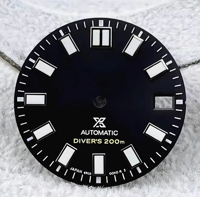 28.5mm NH35 dial / NH36 dial 3C green luminous SKX007 sun pattern literal NO logo  62MAS Prospex  single calendar for seiko mod