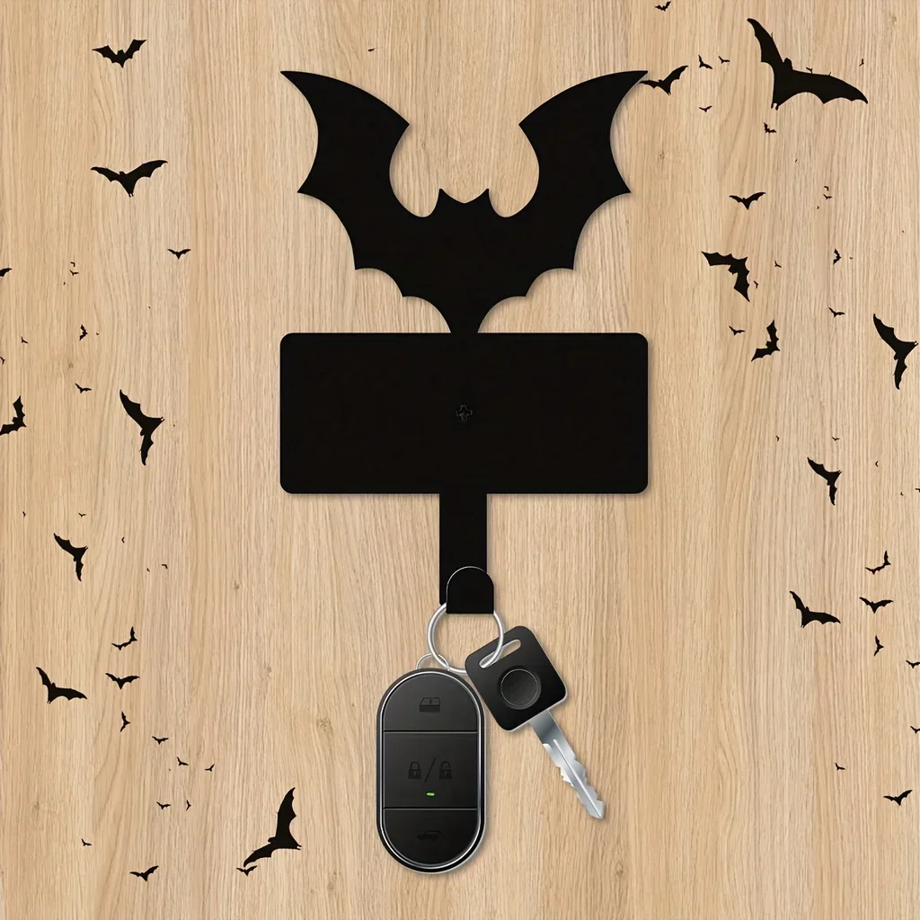 Bat Wall Decor Key Holder , Metal Coat Hooks Rack Cute Vampire Bat Key Hanger Hats Hooks, Dog Leash Wallet Belt Umbrella Towel H