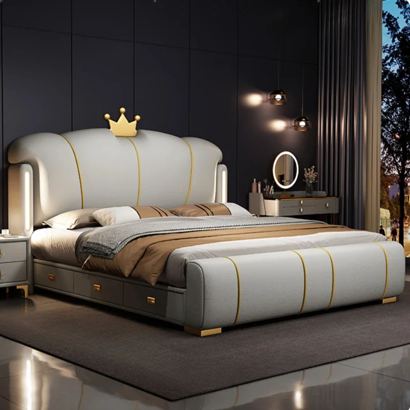 Szuflady Glamorous Podwójne Łóżko King Size Storage Sleeping Estetyczna Rama Łóżka Podwójnego Luksusowa Platforma Cama De Casal Furniture