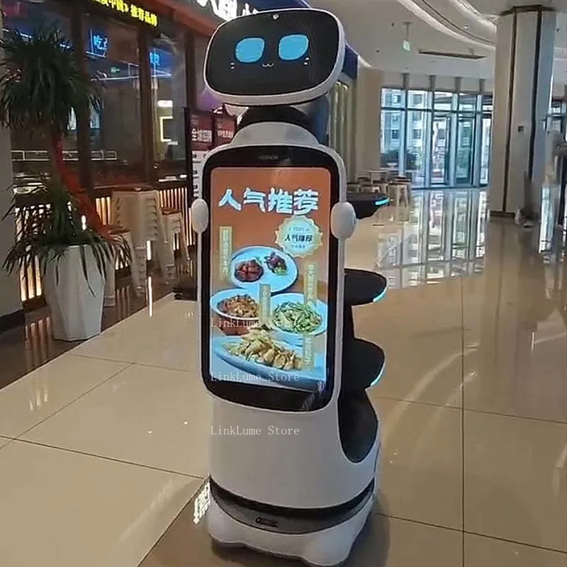 Commercial intelligent food delivery robot - 40 kg load, LDS Slam + VSLAM navigation, flexible and robust for restaurant service