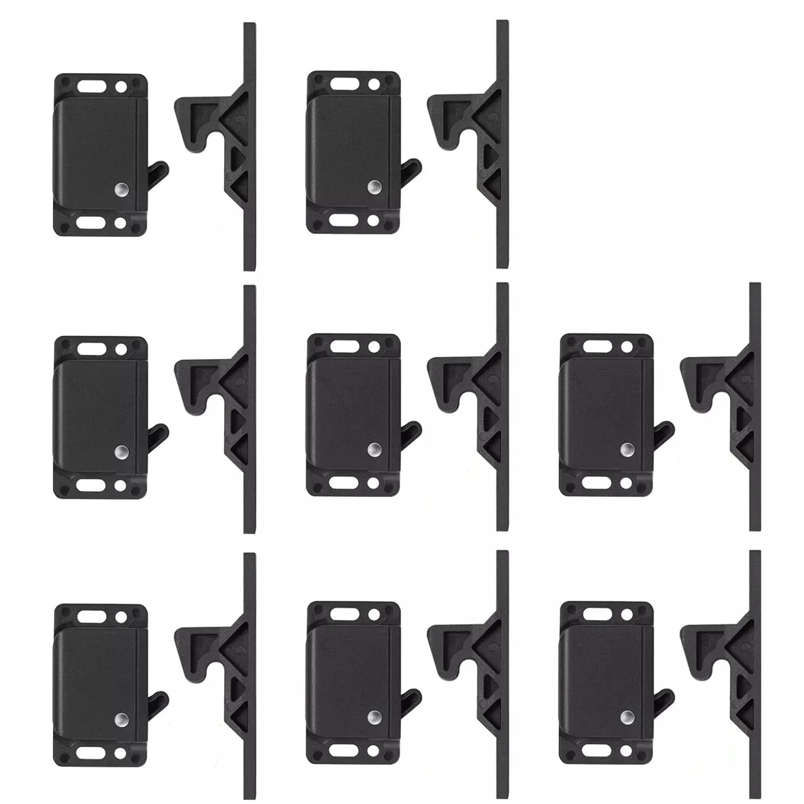 8Pcs/Set Cabinet Door Latch Black Plastic 8 lbs Pull Force Push Latch Holder For Home Furniture RV Trailer Hidden Drawer Latches