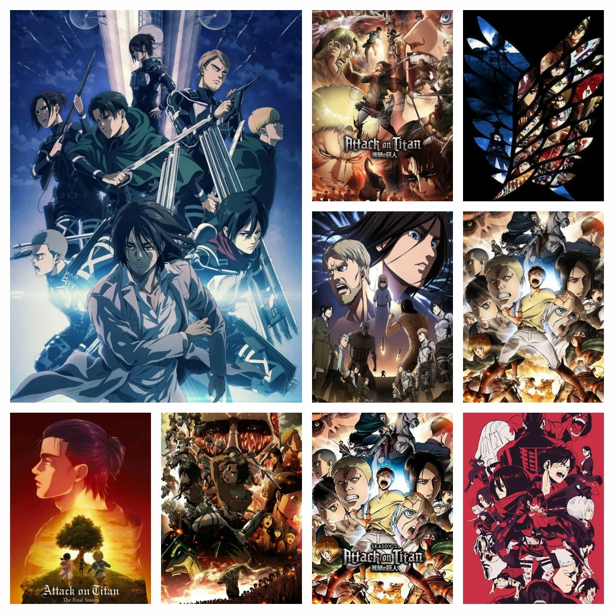 Anime japonés Attack on Titan nueva pintura artística de diamante capitán Levi Ackerman Mikasa imagen mosaico DIY Kits de punto de cruz Decoración
