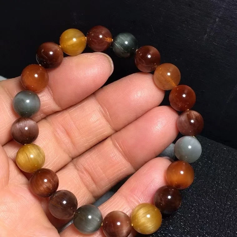 

Натуральный красочный рутилированный кварцевый браслет 9 мм золото рутилированный прозрачный круглый женский браслет AAAAAA