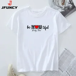 100% bawełniane topy damskie damskie T-shirt z krótkim rękawem moda koszulka z nadrukami koszule damskie letnie Tshirt kobieta odzież oversize