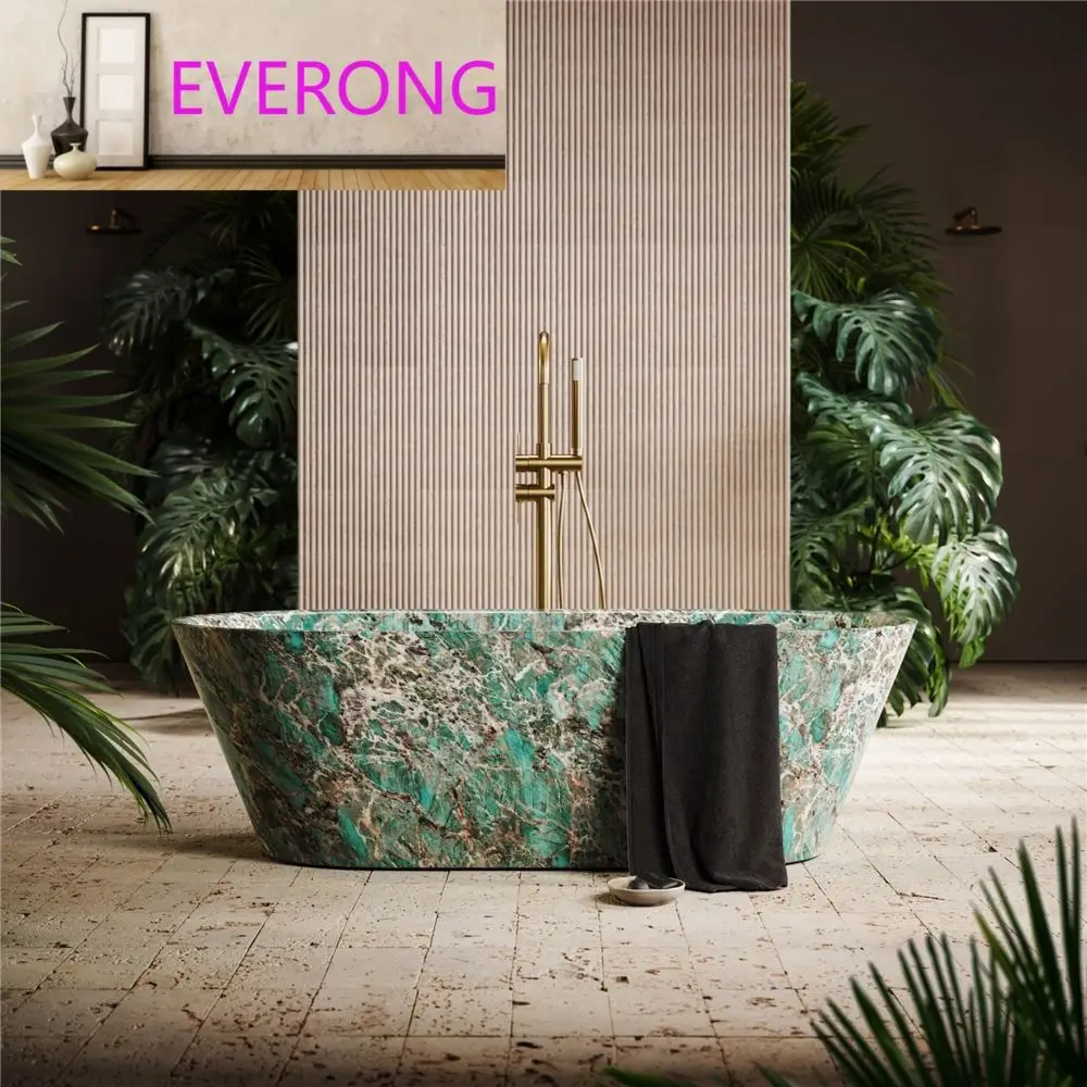 Luxury Stone Baths,Luxury Natural Green Onyx  standing Marble Bathtub For Hotel Bathroom Wholesale
