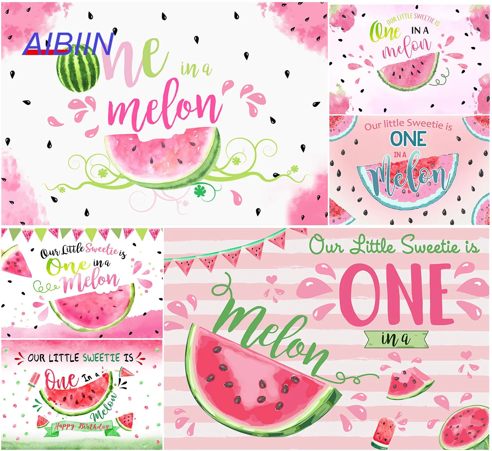 

One in a Melon Backdrop Watermelon Theme Happy 1st Birthday Party Decor Summer Fruit Photography Background Cake Table Photozone