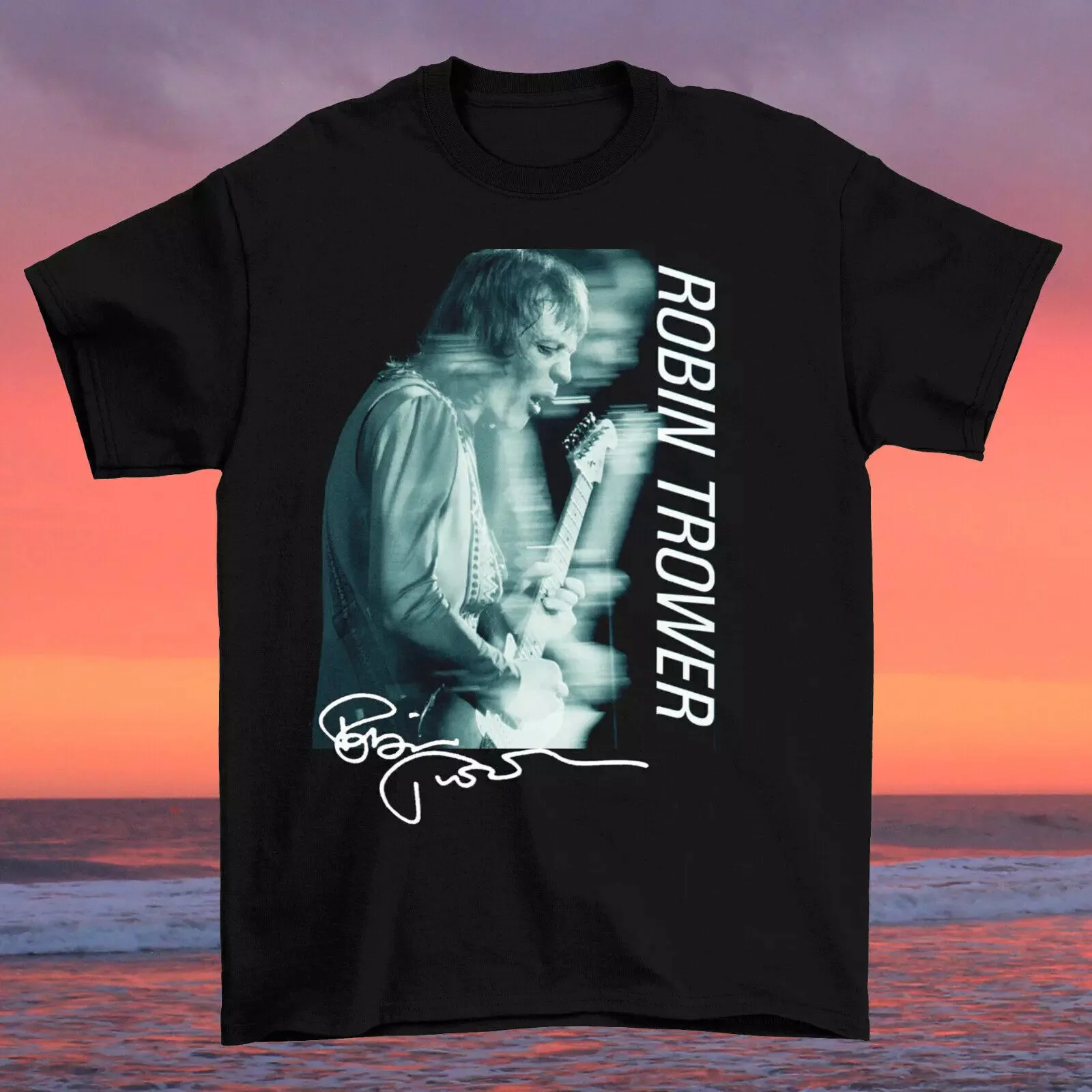 Robin Trower Live In Concert Signature T Shirt Full Size S-5XL