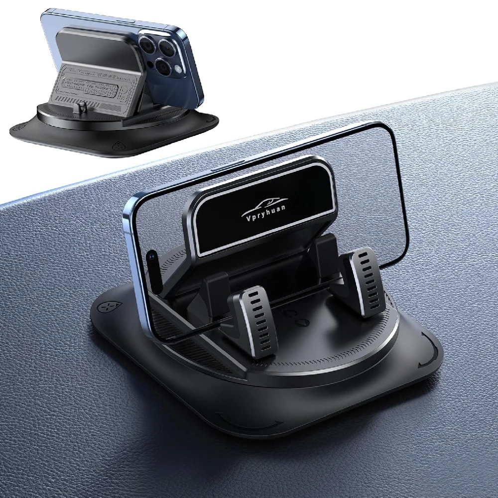 Einhand-Bedienbare Armaturenbrett-Handyhalterung, Stoßfest 360° ° Drehbarer Halter für das Auto, perfekt winkelverstellbar für Quer- und Hochformat