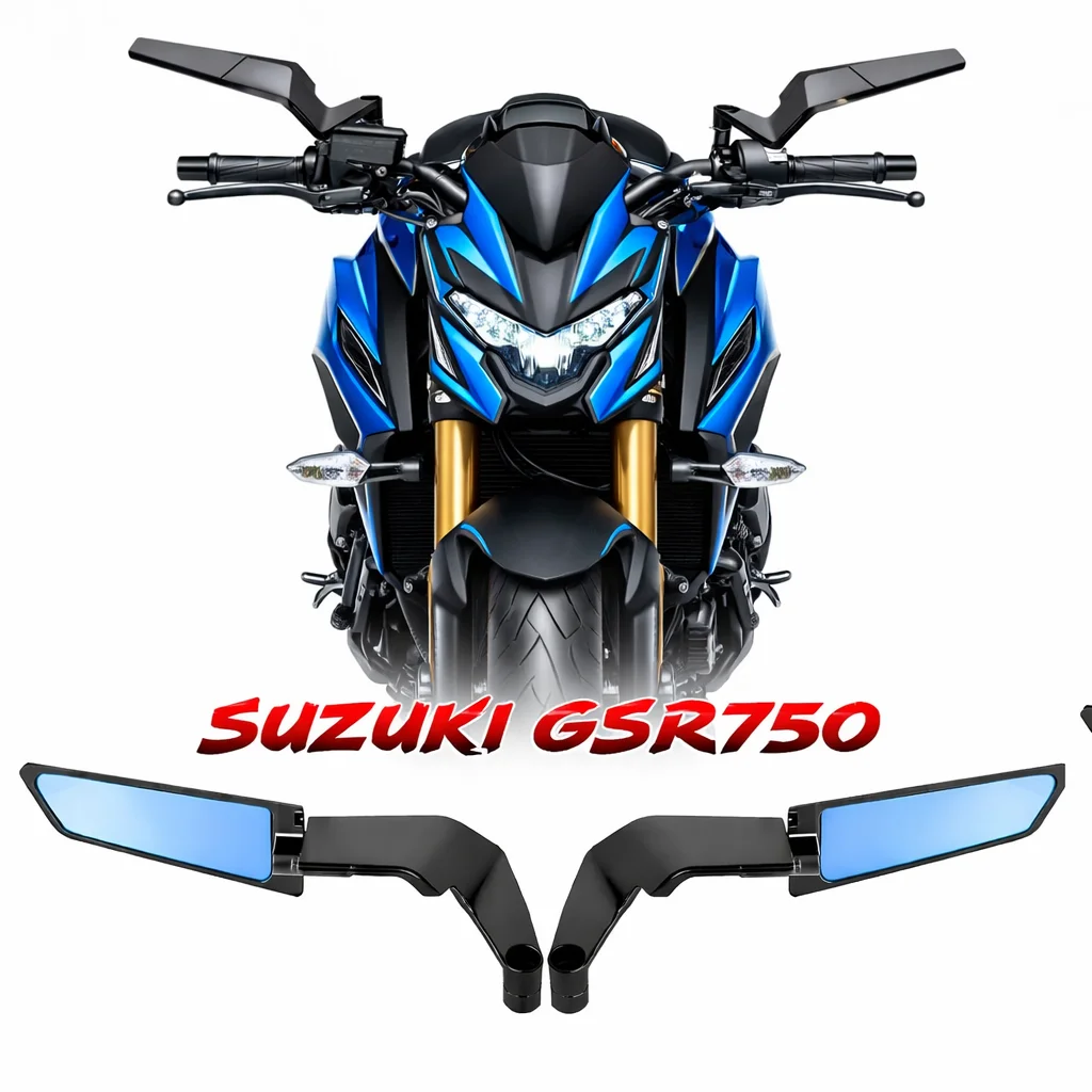 Specchietti Retrovisori Rotanti per Moto SUZUKI GSR400 GSR600 GSR750, Nuovi Specchietti Laterali