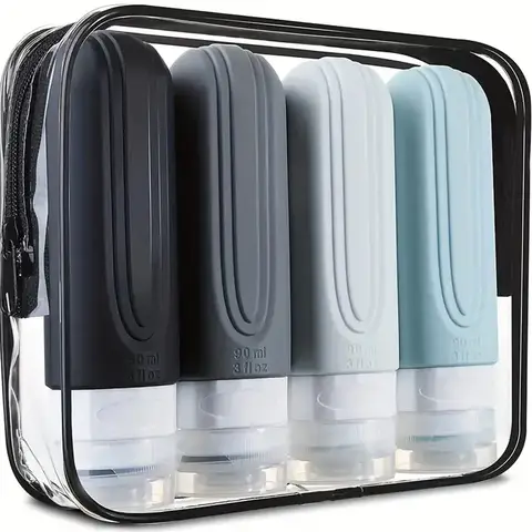 Tuvalet Malzemeleri için Seyahat Şişeleri 4 Adet 90 ML TSA Onaylı Silikon Taşınabilir Bölünmüş Şişe Kremi Şampuan Losyon Boş Kaplar