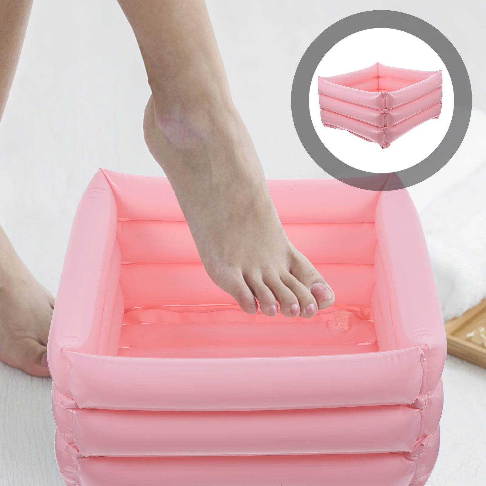 

Foot Bath Soak Tub Inflatable Cleaning Sink PVC Basin Tool Pink Portable Body Washing Travel