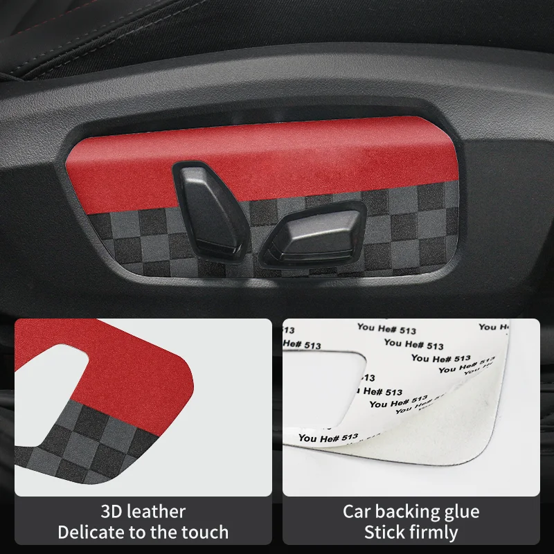 2PCS PU Leather Seat Adjustment Panel Decorative Sticker For BMW MINI JCW Countryman U25 Car Interior Accessories