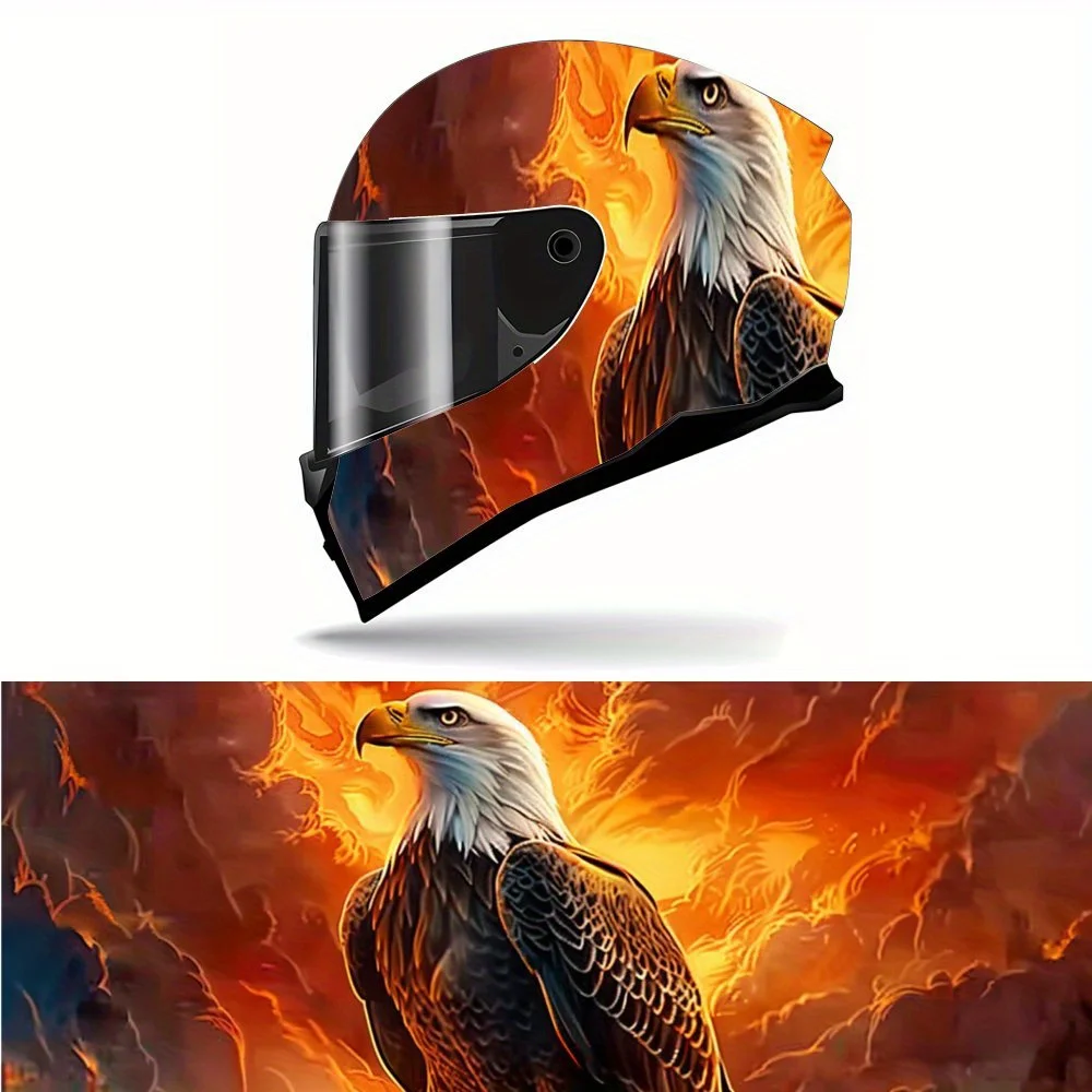 

Flame Sea Carving Full Cover Motorcycle Helmet Stickers Racing Patterns Vinyl Decorative Film Durable PVC, Motorcycle Racing Hel