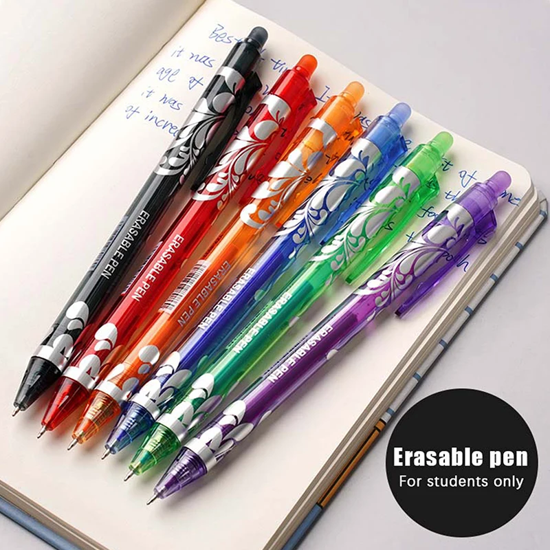 Ensemble de stylos gel effaçables, 6 couleurs, 0.5mm, encre d'écriture, tiges de pilules quotidiennes, poignée lavable, fournitures scolaires et de bureau, 6 pièces