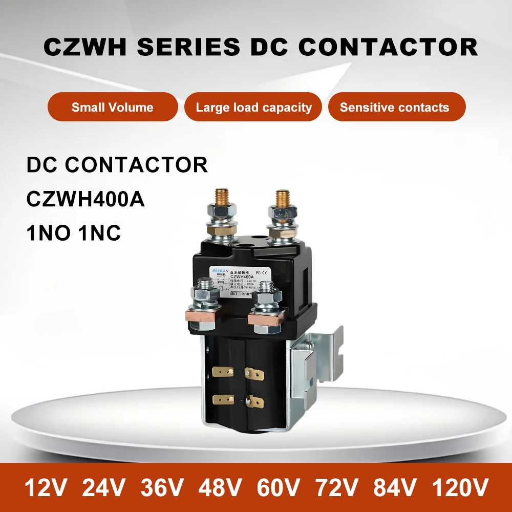 

CZWH400A DC contactor high current contactor suitable for battery vehicles cars cleaning vehicles 12V 24V 36V 48V 60V 72V