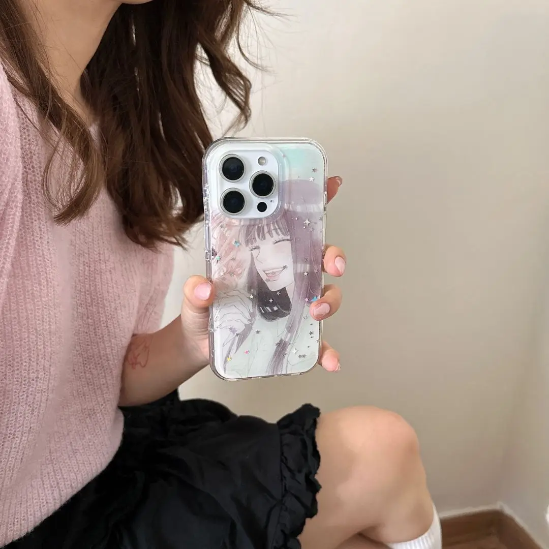 

Cute Japanese Girl Anime Kawaii Creative INS Phone Case For iPhone 16 15 14 Pro Max MINI Y2K Lucky Cover