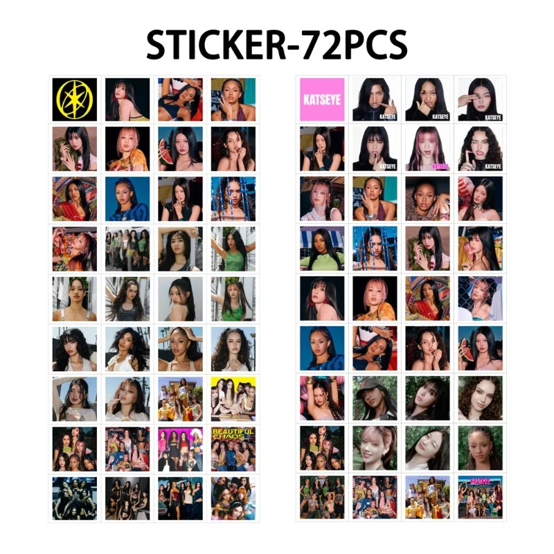 2025Cartas láser 132 de venta caliente, pegatina de tarjeta de colección de estrellas KATSEYE, caja de tarjeta flash LOMO de doble cara