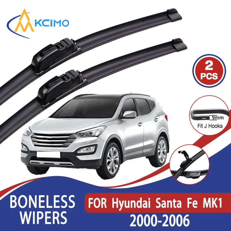 

For Hyundai Santa Fe MK1 2000-2006 Car Wiper U-type Soft Rubber Boneless Wiper HD Quiet Durable Automotive Wiper 22"+20"