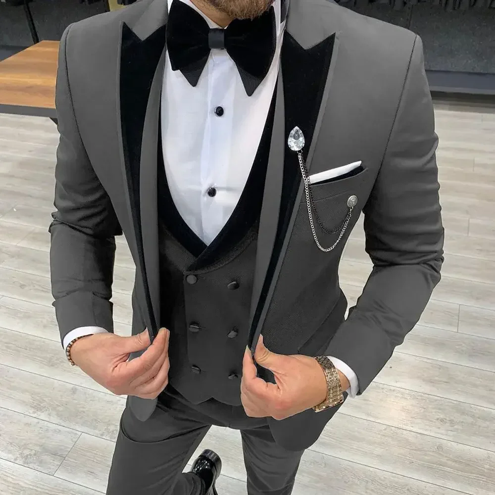 

Men Suits Men Dress Suits Casual Commuter Office Business Suits For Wedding Coustime Homme Luxe Three Pieces(Blazer+Vest+Pants)