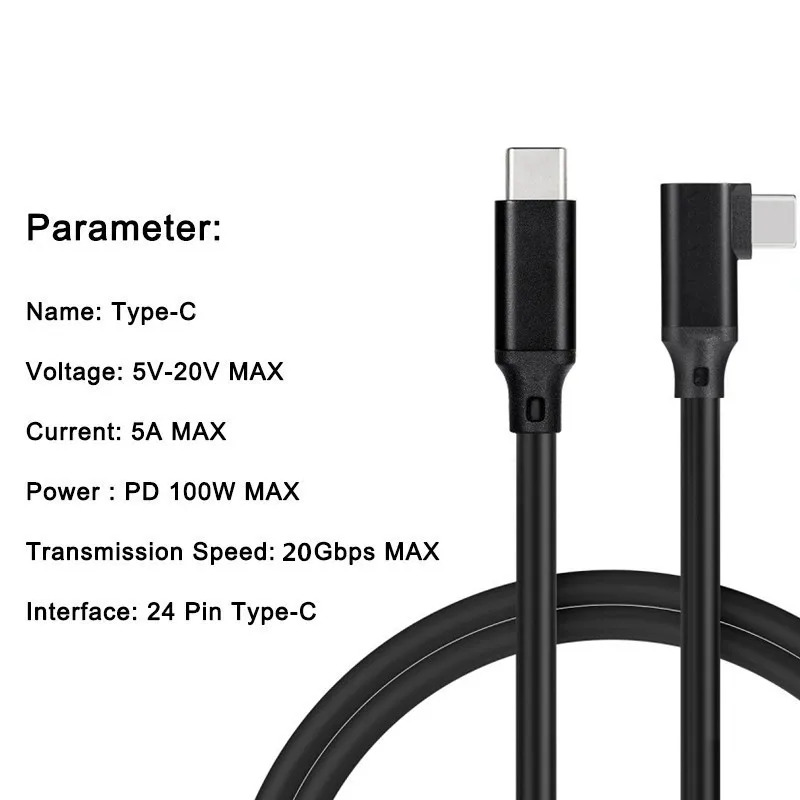 For Oculus Quest 2 Link USB - C Steam VR Type- C 3.2 Data Cable, Selectable 2m 1m Black