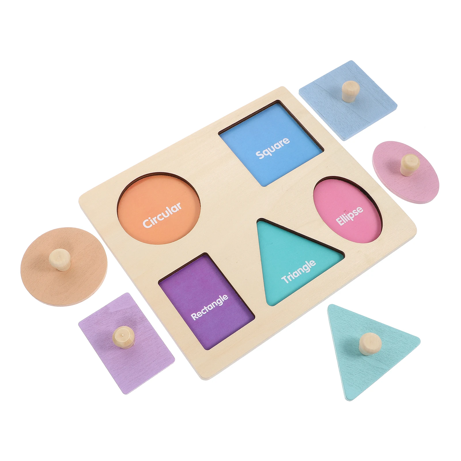 

Geometrical Shapes Puzzle Toy Bright Color Strong Playable Shape Peg Board Wooden Kids Toys Matching Educational Plaything Safe