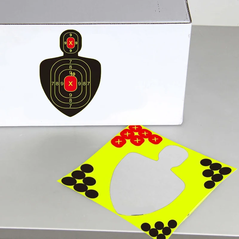 10 قطعة نصف طول الإنسان اطلاق النار الهدف ورقة الفلورسنت ملصق تهدف بندقية بندقية مسدس اطلاق النار الهدف ملصق 8 بوصة #5
