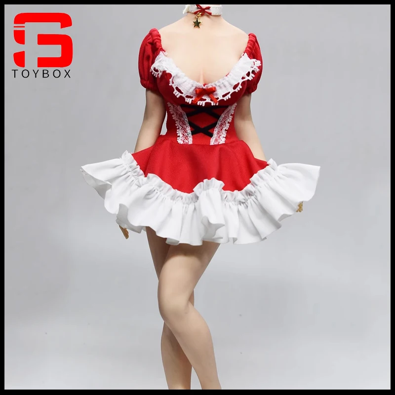 

В наличии масштаб 1/6, женское платье с низким вырезом, красное платье, рождественская юбка, модель одежды, подходит для 12 дюймов TBL PH S07 S52, фигурка женщины-солдата