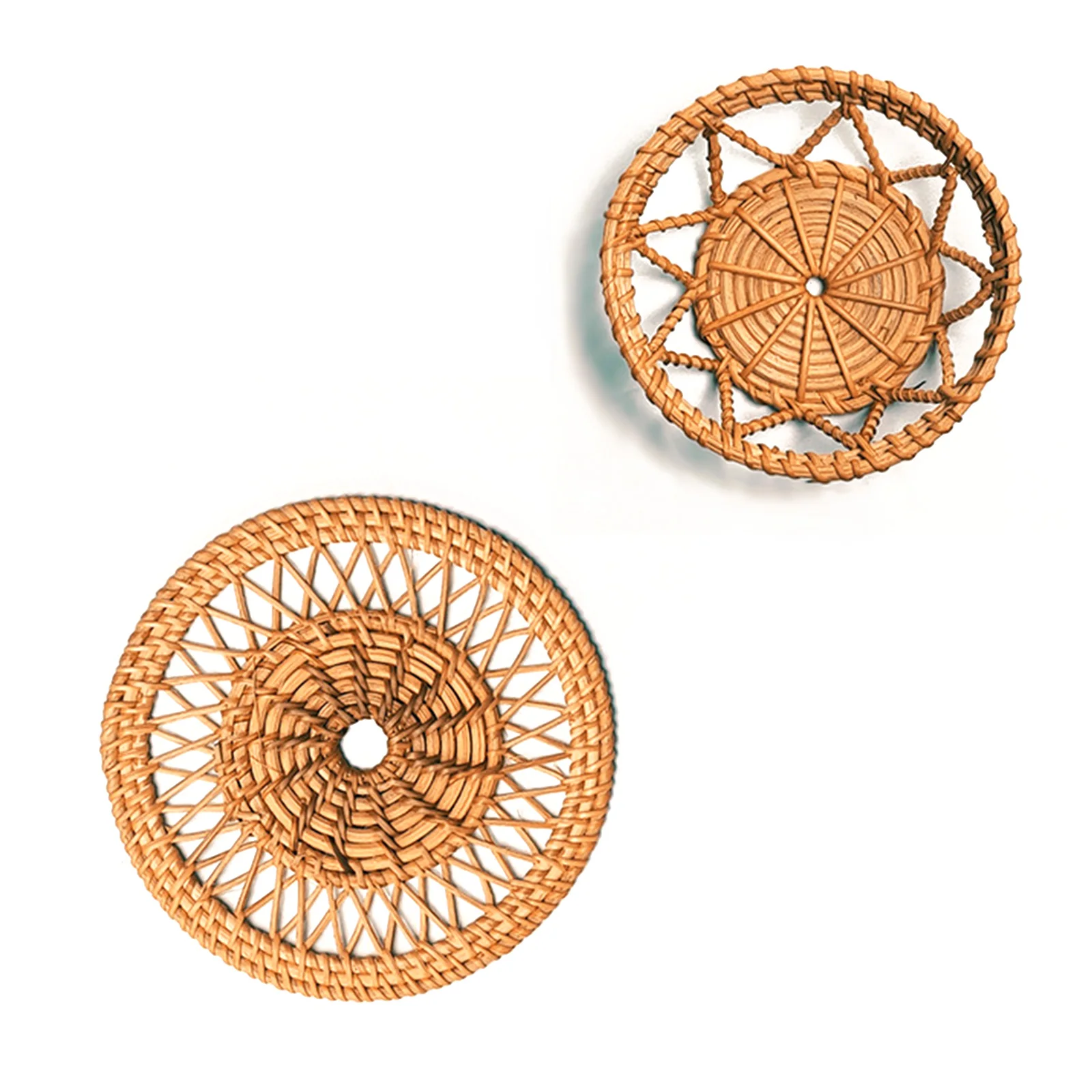 Imagem -04 - Rattan Woven Wall Basket Decor Khaki Coaster Fruit Plate Mat Ornamento Chique Bohemia Coaster Quarto Sala de Estar Natural