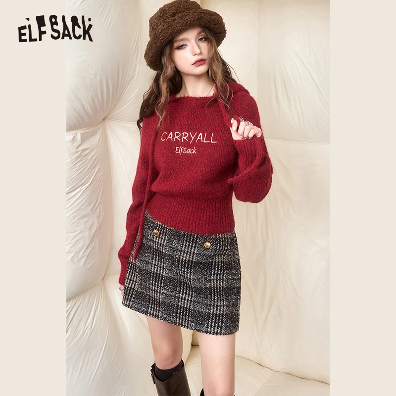 ELFSACK Christmas Hoodies Sweaters Women 2023 Winter New Long Sleeve Designer Knitwears