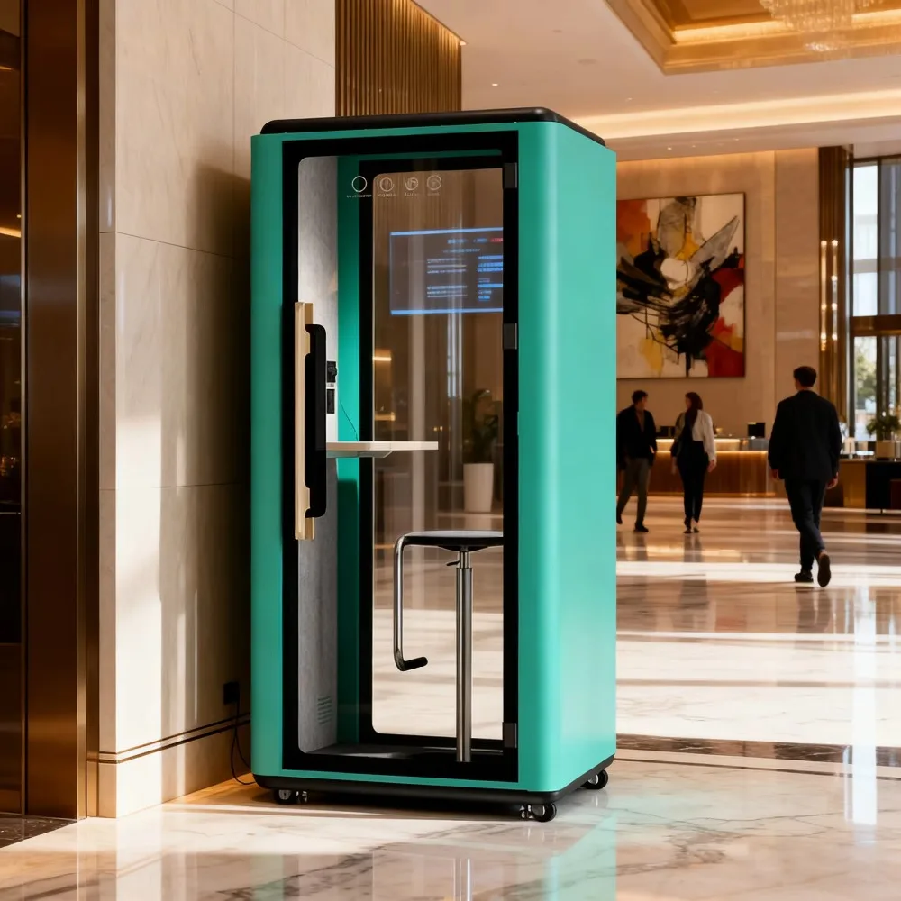 Interior Living Room Aluminum Frame Acoustic Privacy Meeting Pod Office Furniture Soundproof Cabin Telephone Booth