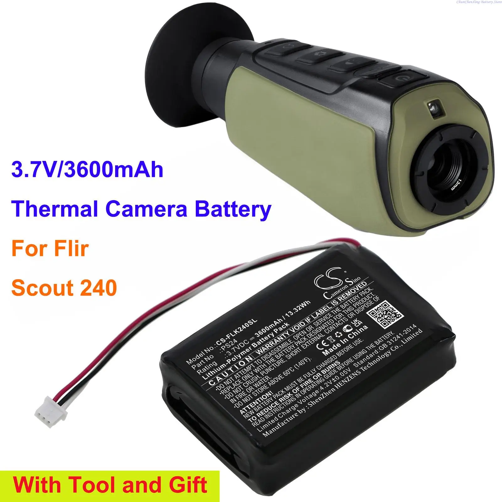 Cameron Sino 3600mAh Thermal Camera Battery PS24 for Flir Scout 240